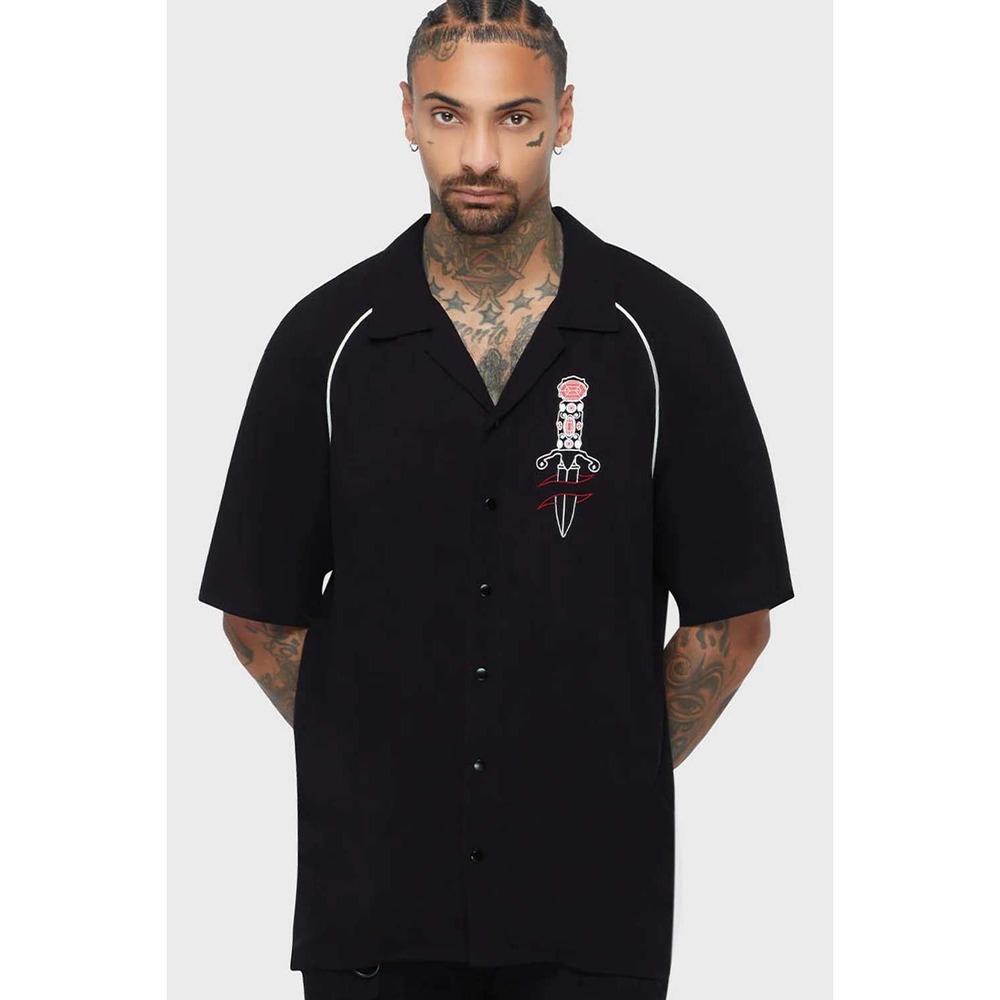 Killstar x Elvira Moonstruck bowling shirt mens button up
